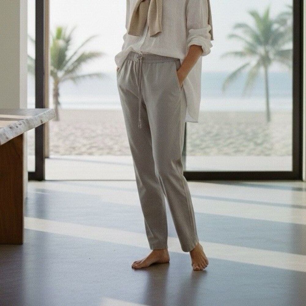 James Perse Mixed Media Chino Pants Sz 3 L Beige Quiet Luxury Coastal Minimalist